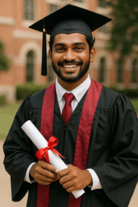 indian student graduating through credit transfer